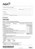 AQA A-level PANJABI  7682/3  Paper 3 Listening, Reading and Writing question paper june 2024