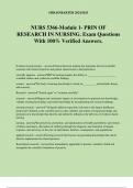 NURS 5366-Module 1- PRIN OF RESEARCH IN NURSING. Exam Questions With 100% Verified Answers.