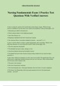 Nursing Fundamentals Exam 1 Practice Test Questions With Verified Answers