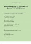 Nursing Fundamentals 210 Exam 1 Study Set Questions With Verified Answers.