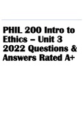 PHIL 200 Intro to Ethics – Unit 3 2022 Questions And Answers Rated A+