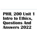 PHIL 200 Unit 1 Intro to Ethics, Questions And Answers 2022 