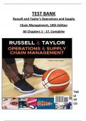 TEST BANK For Russell and Taylor's Operations and Supply Chain Management, 10th Edition, All Chapters 1 to 17 Complete, Verified Edition: ISBN 9781119577652