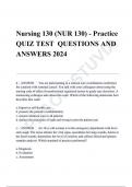 Nursing 130 (NUR 130) - Practice QUIZ TEST 1 QUESTIONS AND ANSWERS 2024