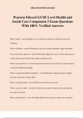 Pearson Edexcel GCSE Level Health and Social Care Component 3 Exam Questions With 100% Verified Answers