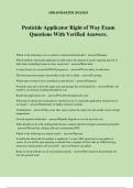 Pesticide Applicator Right of Way Exam Questions With Verified Answers.