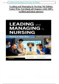 Leading and Managing in Nursing 7th Edition Yoder-Wise Test Bank all Chapters with 100% verified and latest answers