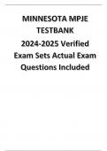 MINNESOTA MPJE TESTBANK 2024/2025 Verified Exam Sets Actual Exam Questions Included