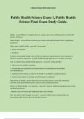 Public Health Science Exam 1, Public Health Science Final Exam Study Guide.