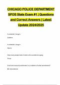 CHICAGO POLICE DEPARTMENT SPOS State Exam #1 | Questions and Correct Answers | Latest Update 2024/2025