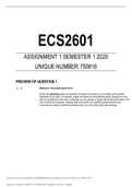 ECS2601 Assignment 1 (QUIZ) Semester 1 2023