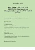 RHIT EXAM PREP PRACTICE QUESTIONS (Data Analysis and Management) Exam Questions With Verified Answers.