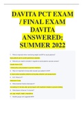 DAVITA PCT EXAM / FINAL EXAM DAVITA ANSWERED; SUMMER 2022