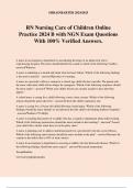 RN Nursing Care of Children Online Practice 2024 B with NGN Exam Questions With 100% Verified Answers.