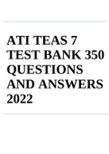 ATI TEAS 7 TEST BANK 350 QUESTIONS AND ANSWERS 2022