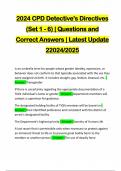 2024 CPD Detective's Directives (Set 1 - 6) | Questions and Correct Answers | Latest Update 22024/2025