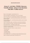 Science 8 - Lab Safety, WHMIS, Glassware, Scientific Method - January Exam Questions With 100% Verified Answers