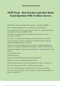 SNSP Exam - Best Practices and other Basics Exam Questions With Verified Answers