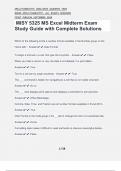 MISY 5325 MS Excel Midterm Exam Study Guide with Complete Solutions