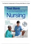 Test Bank for Fundamentals of Nursing 10th Edition by by Carol Taylor, Pamela Lynn & Jennifer L Bartlett, All Chapter 1-47, A+ guide.