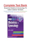 Blueprints Obstetrics & Gynecology 7th Edition Callahan Test Bank