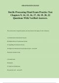 Sterile Processing Final Exam Practice Test Chapters 9, 14, 15, 16, 17, 18, 19, 20, 22 Questions With Verified Answers.