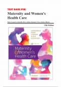 Test Bank For Maternity and Women's Health Care 12th Edition By Deitra Leonard Lowdermilk; Mary Catherine Cashion; Shannon E. Perry; Kathryn Rhodes Alden; Ellen Ols