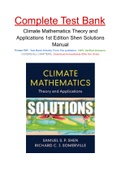 Climate Mathematics Theory and Applications 1st Edition Shen Solutions Manual