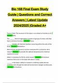 Bio 168 Final Exam Study Guide | Questions and Correct Answers | Latest Update 2024/2025 |Graded A+