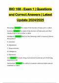 BIO 168 - Exam 1 | Questions and Correct Answers | Latest Update 2024/2025