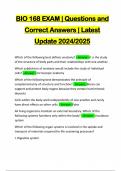 BIO 168 EXAM | Questions and Correct Answers | Latest Update 2024/2025