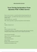 Texas Nursing Jurisprudence Exam Questions With Verified Answers