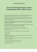 CH 2 The Professional Dental Assistant Exam Questions With Verified Answers.