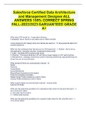 Salesforce Certified Data Architecture and Management Designer ALL ANSWERS 100% CORRECT SPRING FALL-2022/2023 GARUANTEED GRADE A+