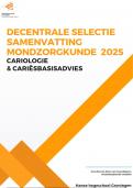 Samenvatting Cariologie en Cariësbasisadvies Decentrale Selectie Mondzorgkunde Groningen 2025