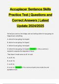 Accuplacer Sentence Skills Practice Test | Questions and Correct Answers | Latest Update 2024/2025