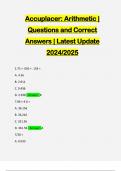 Accuplacer: Arithmetic | Questions and Correct Answers | Latest Update 2024/2025