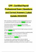 CPP - Certified Payroll Professional Exam | Questions and Correct Answers | Latest Update 2024/2025