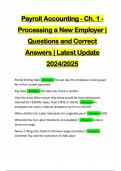 Payroll Accounting - Ch. 1 - Processing a New Employer | Questions and Correct Answers | Latest Update 2024/2025