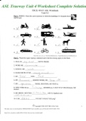 ASL Trueway Unit 4 Worksheet Complete Solution