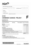 AQA  GCSE  COMBINED SCIENCE: TRILOGY  Foundation Tier  Biology Paper 1F JUNE 2024