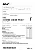 GCSE  COMBINED SCIENCE: TRILOGY  Foundation Tier    Chemistry Paper 1F JUNE 2024