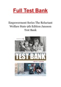 Empowerment Series The Reluctant Welfare State 9th Edition Jansson Test Bank