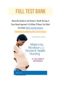 Maternity Newborn and Women’s Health Nursing A Case-Based Approach 1st Edition O’Meara Test Bank