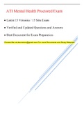 ATI RN Mental Health Proctored Exam (13 LatestVersions, 2024/2025) / ATI Mental Health Proctored Exam /Mental Health ATI Proctored Exam (Complete Guide for exam Preparation, 100% Correct Answers)