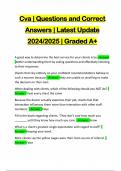 Cva | Questions and Correct Answers | Latest Update 2024/2025 | Graded A+