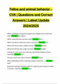 Feline and animal behavior – CVA | Questions and Correct Answers | Latest Update 2024/2025