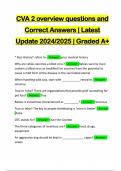 CVA 2 overview questions and Correct Answers | Latest Update 2024/2025 | Graded A+