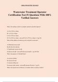 Wastewater Treatment Operator Certification Test #1 Questions With 100% Verified Answers