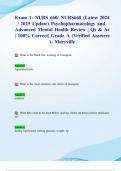 Exam 1: NURS 660/ NURS660 (Latest 2024/ 2025 Update) Psychopharmacology and Advanced Mental Health Review | Qs & As| 100% Correct| Grade A (Verified Answers)- Maryville